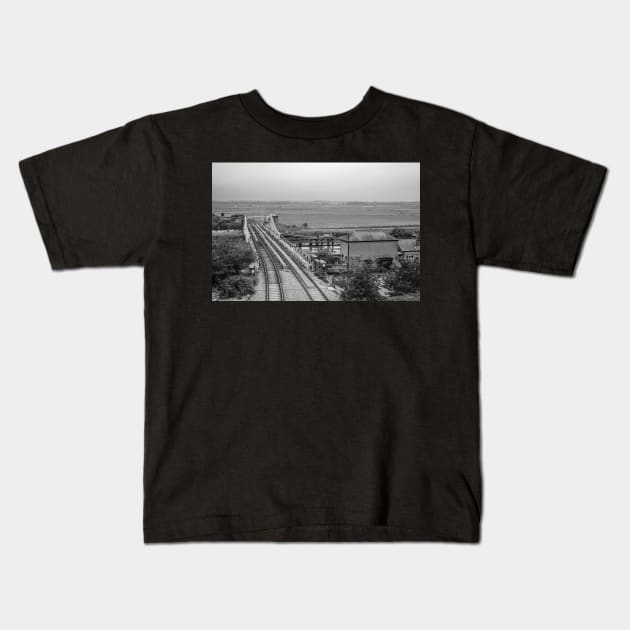 The rail swing bridge over the River Yare in Reedham Kids T-Shirt by yackers1